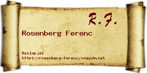 Rosenberg Ferenc névjegykártya